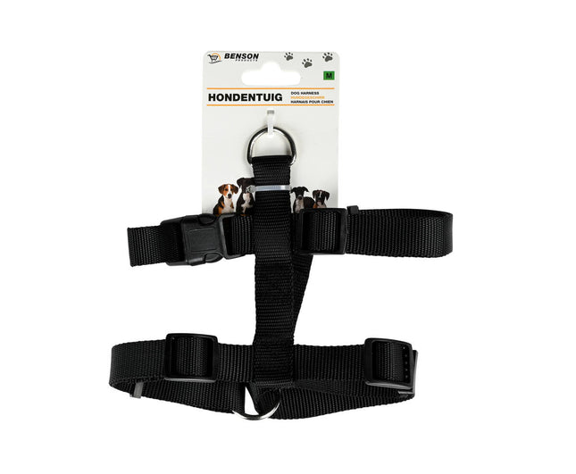 Verstelbaar Hondenharnas M Zwart, Nylon, 35-55 cm Buikomvang