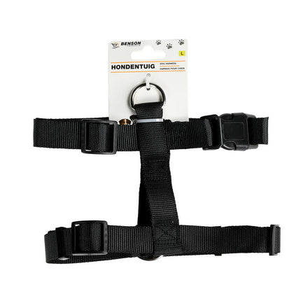 Verstelbaar Zwart Hondentuig L: Nylon, Metaal, 40-65cm Buikomvang