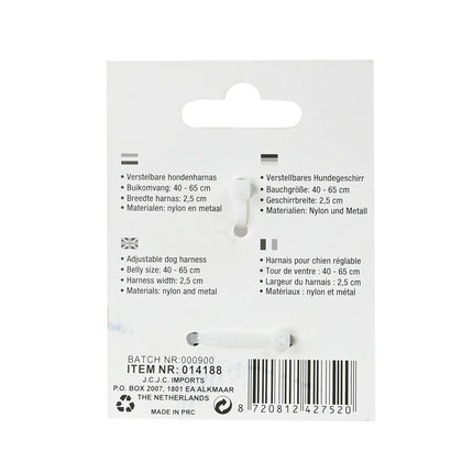 Verstelbaar Zwart Hondentuig L: Nylon, Metaal, 40-65cm Buikomvang