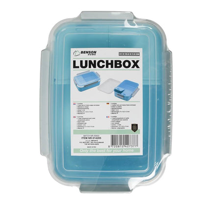 Lunchbox 1.2 ltr, 1 groot vak & 2 kleintjes, vaatwasserbestendig