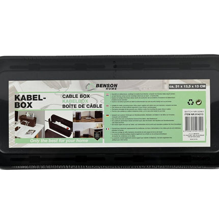Zwarte Kabelbox 31x13.5x13 cm met Deksel voor Kabelbeheer en Veiligheid