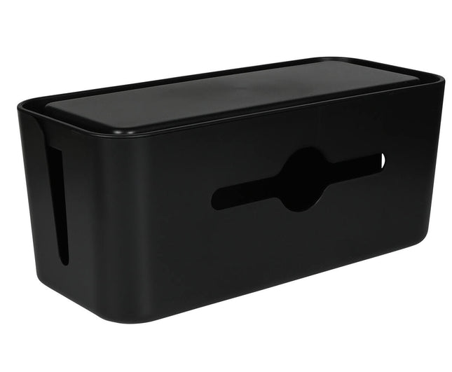 Zwarte Kabelbox 31x13.5x13 cm met Deksel voor Kabelbeheer en Veiligheid