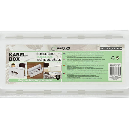 Witte Kabelbox 31x13.5x13 cm voor Geordend Kabelbeheer op Bureau