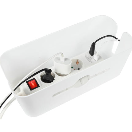 Witte Kabelbox 31x13.5x13 cm voor Geordend Kabelbeheer op Bureau