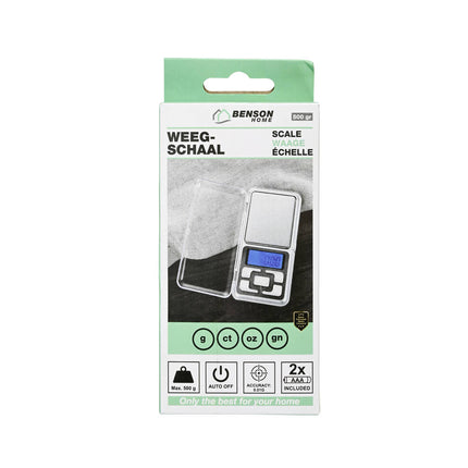 Digitale Weegschaal 500g, 0.01g Precisie, LCD, Incl. Batterijen