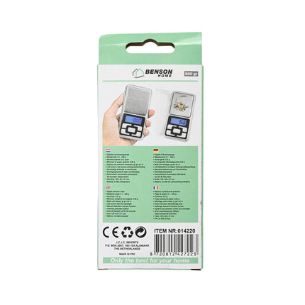 Digitale Weegschaal 500g, 0.01g Precisie, LCD, Incl. Batterijen