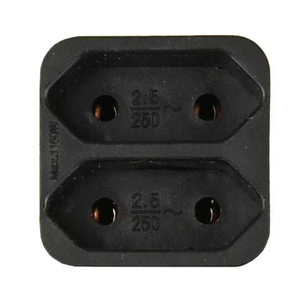 Schwarzer Duplo-Stecker 250V, 5A, 1150W für den Innenbereich (IP20)