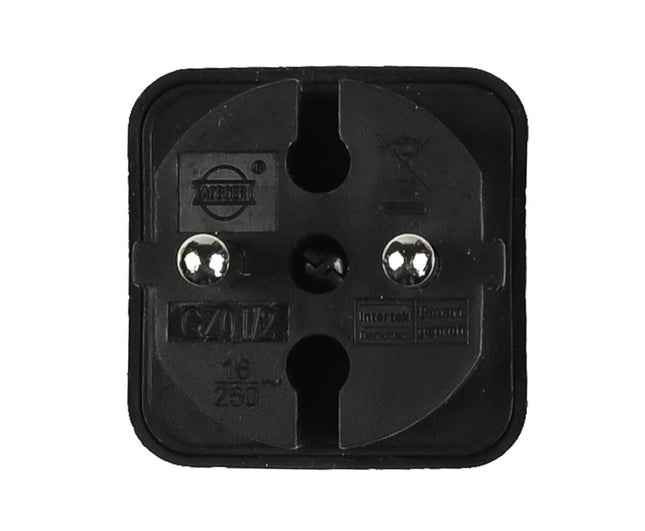 Zwarte Duplo Stekker 250V, 5A, 1150W voor Binnengebruik (IP20)