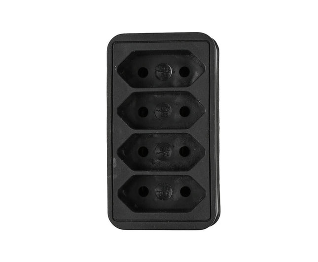 Stekker Quattro Zwart, 10A, 2300W, 250V, IP20, voor binnengebruik.