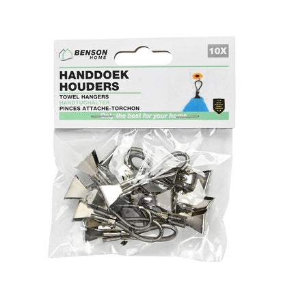 Handtuchclips Schwarz 10-tlg. - 5,3x1x1,7 cm, Gummibeschichtung, Küche/Bad.