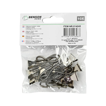 Handtuchclips Schwarz 10-tlg. - 5,3x1x1,7 cm, Gummibeschichtung, Küche/Bad.