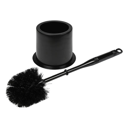 Zwarte WC Borstel + Houder, 37cm, Kunststof, Ronde Basis, Badkamerstijl