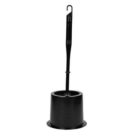 Zwarte WC Borstel + Houder, 37cm, Kunststof, Ronde Basis, Badkamerstijl