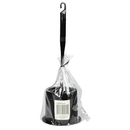 Zwarte WC Borstel + Houder, 37cm, Kunststof, Ronde Basis, Badkamerstijl