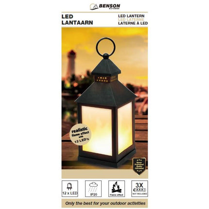 LED Lantaarn Flame Effect, 10,5x10,5x24cm, 12 SMD LEDs, Indoor Decoratie