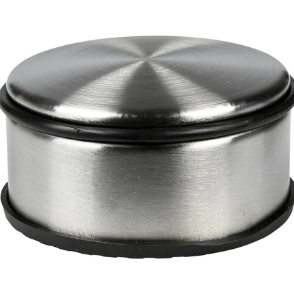 RVS Deurstopper ø11 cm: Beschermt muren, rubberen voet, 1,1 kg.