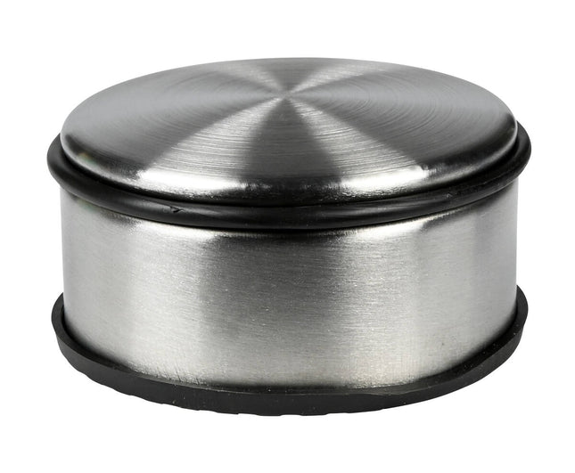 RVS Deurstopper ø11 cm: Beschermt muren, rubberen voet, 1,1 kg.