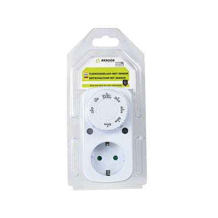 Tijdschakelaar Sensor, 230V, 16A, Dag/Nacht, 2-8u Timer, Veilig Beheer