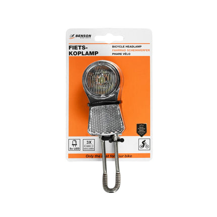 Fietskoplamp Sport LED, 1 Witte LED, 3 Standen, Voorvorkmontage