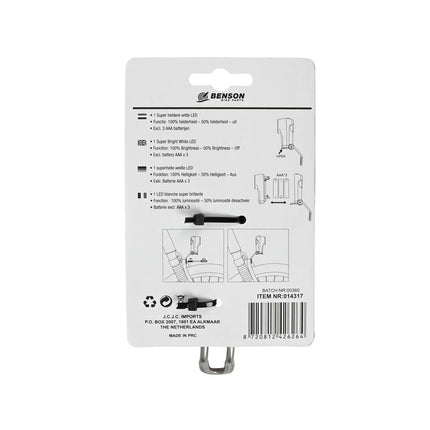 Fietskoplamp Sport LED, 1 Witte LED, 3 Standen, Voorvorkmontage