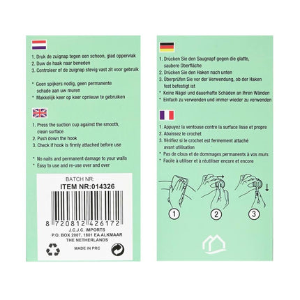 Zwarte Zuignap Haak Ø55mm, 6kg, Ideaal voor Keuken en Badkamer