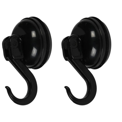 Zwarte Zuignap Haken 2x Ø35mm, 2kg, Ideaal voor Badkamer en Keuken
