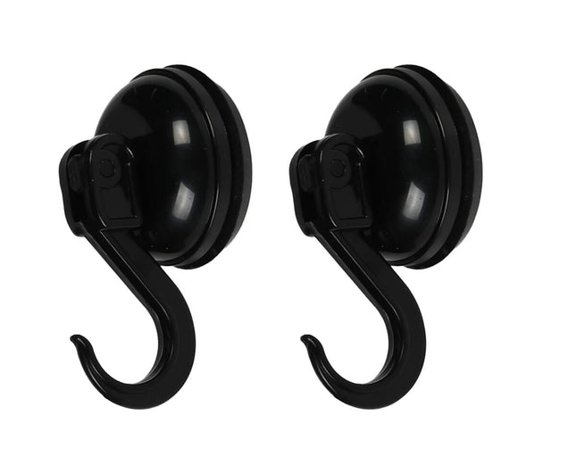 Zwarte Zuignap Haken 2x Ø35mm, 2kg, Ideaal voor Badkamer en Keuken
