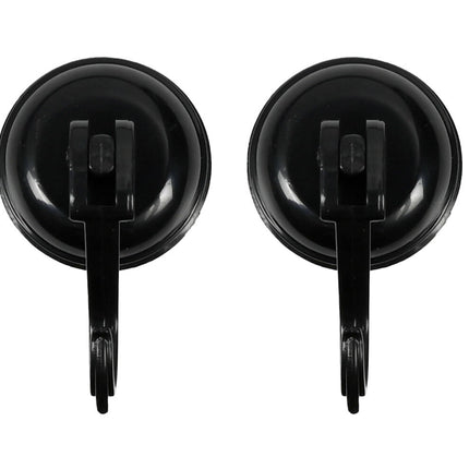 Zwarte Zuignap Haken 2x Ø35mm, 2kg, Ideaal voor Badkamer en Keuken