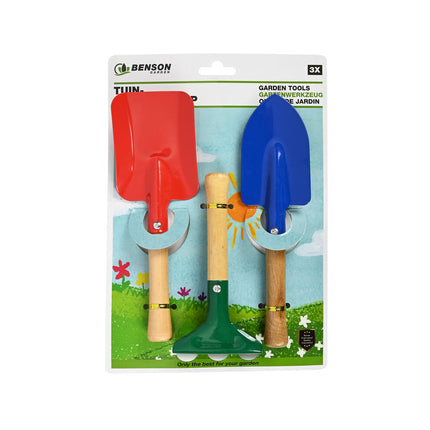 Kinder Tuingereedschap Set 3-delig: Schep, Bezem, Bladhark, 3+ jaar