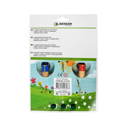 Kinder Tuingereedschap Set 3-delig: Schep, Bezem, Bladhark, 3+ jaar