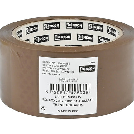 Bruine Low Noise Tape 66m x 48mm, Ideaal Voor Verhuisdozen