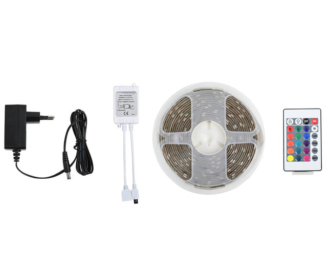 5m Flexibele RGB LED Strip IP65, Waterbestendig, Met Afstandsbediening