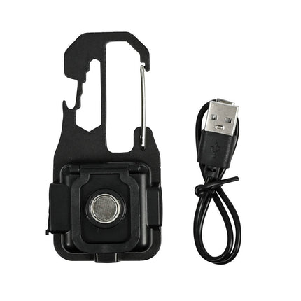 COB Sleutelhanger Zaklamp, 380 Lumen, 4 Modi, Oplaadbaar, Met Karabijnhaak