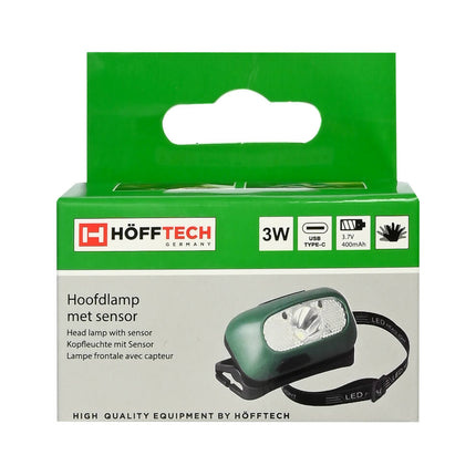 Oplaadbare Hoofdlamp 3W met Bewegingssensor voor Kamperen