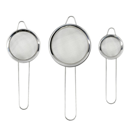 Zeef RVS 3 dlg klein – Diameter ø10 cm - ø8 cm - ø6 cm, 10 cm, 8 cm, 6 cm