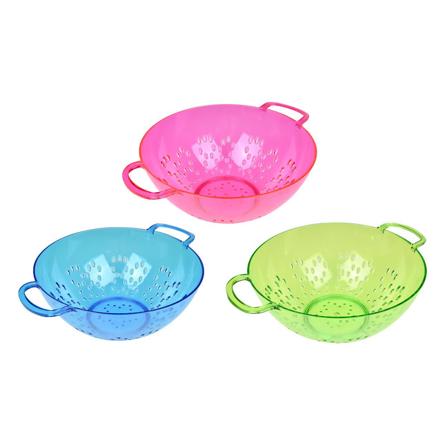 Vergiet ø 23 cm mix – Materiaal plastic, Doorsnede 23 cm, Kleuren blauw, geel of roze