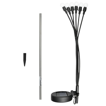 Solar Tuinlamp 6 Bol 70cm, Polykristallijn, Warm Wit LED, 8u Brandduur