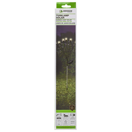 Solar Tuinlamp 6 Bol 70cm, Polykristallijn, Warm Wit LED, 8u Brandduur