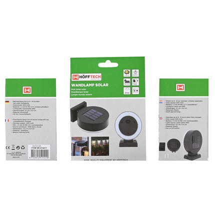 Ronde Solar Wandlamp, 600 mAh, 6-8 uur licht, weerbestendig, balkon.