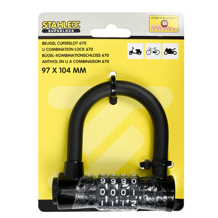 Robuust Cijferslot 670, 97x104 mm, Ø10 mm, voor poorten en fietsen.
