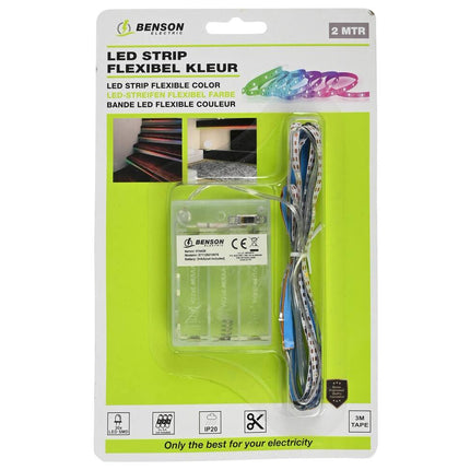 Flexibele 2m LED Strip, 4 Kleuren, Batterijvoeding, Sfeerverlichting