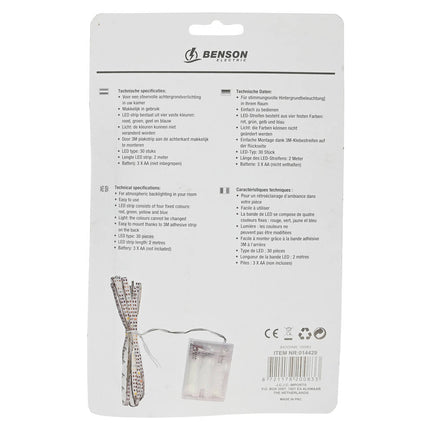 Flexibele 2m LED Strip, 4 Kleuren, Batterijvoeding, Sfeerverlichting