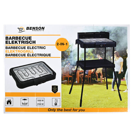 Elektrische BBQ 2-in-1: 1800W, voor binnen/buiten, 39x23cm grillplaat