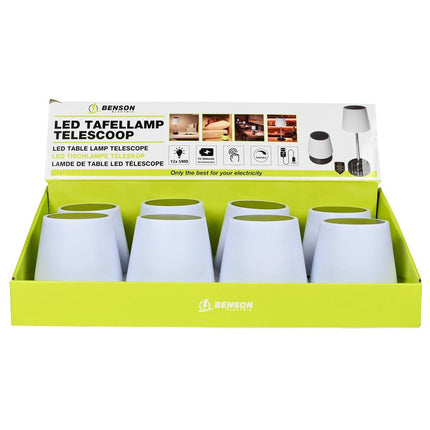 Dimbare Oplaadbare LED Tafellamp met Telescoop, 120 Lumen, USB-C