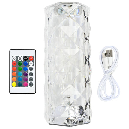 Oplaadbare Kristal LED Tafellamp met RGB en Afstandsbediening