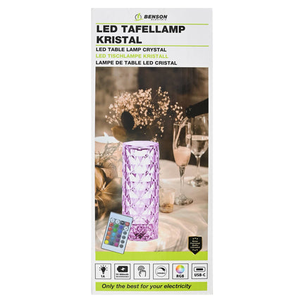 Oplaadbare Kristal LED Tafellamp met RGB en Afstandsbediening