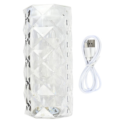 Oplaadbare Kristallen LED Tafellamp: 3 Kleuren, USB-C, 800mAh, 15cm