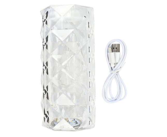 Oplaadbare Kristallen LED Tafellamp: 3 Kleuren, USB-C, 800mAh, 15cm
