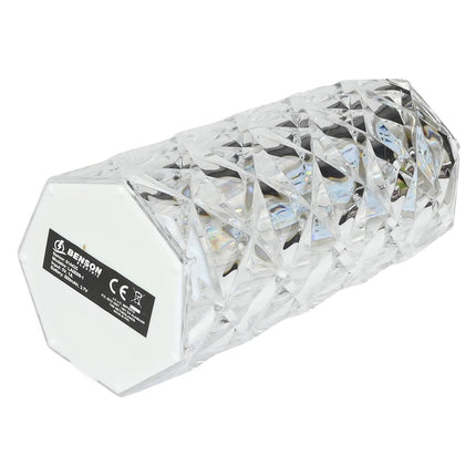 Oplaadbare Kristallen LED Tafellamp: 3 Kleuren, USB-C, 800mAh, 15cm