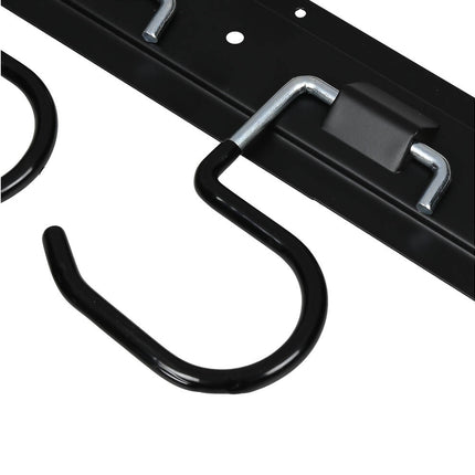 Rail met 5 gegalvaniseerde haken, kunststof omhuld, 43x11x1 cm, garage.